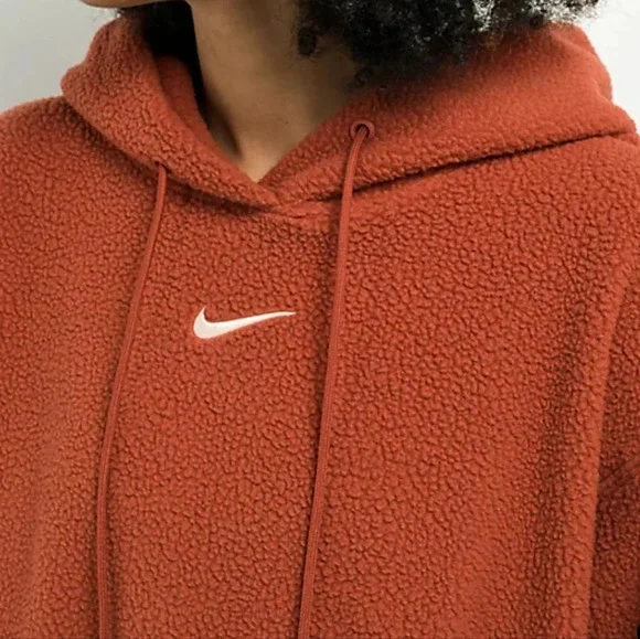 NWT Nike Women's Sportswear Rugged Orange Fleece Hoodie Sweatshirt XL - Picture 3 of 9